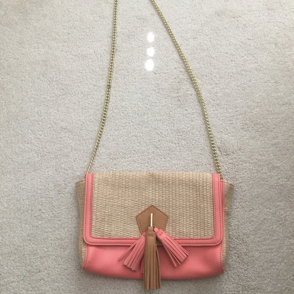 Danielle Nicole crossbody bag, straw chain strap